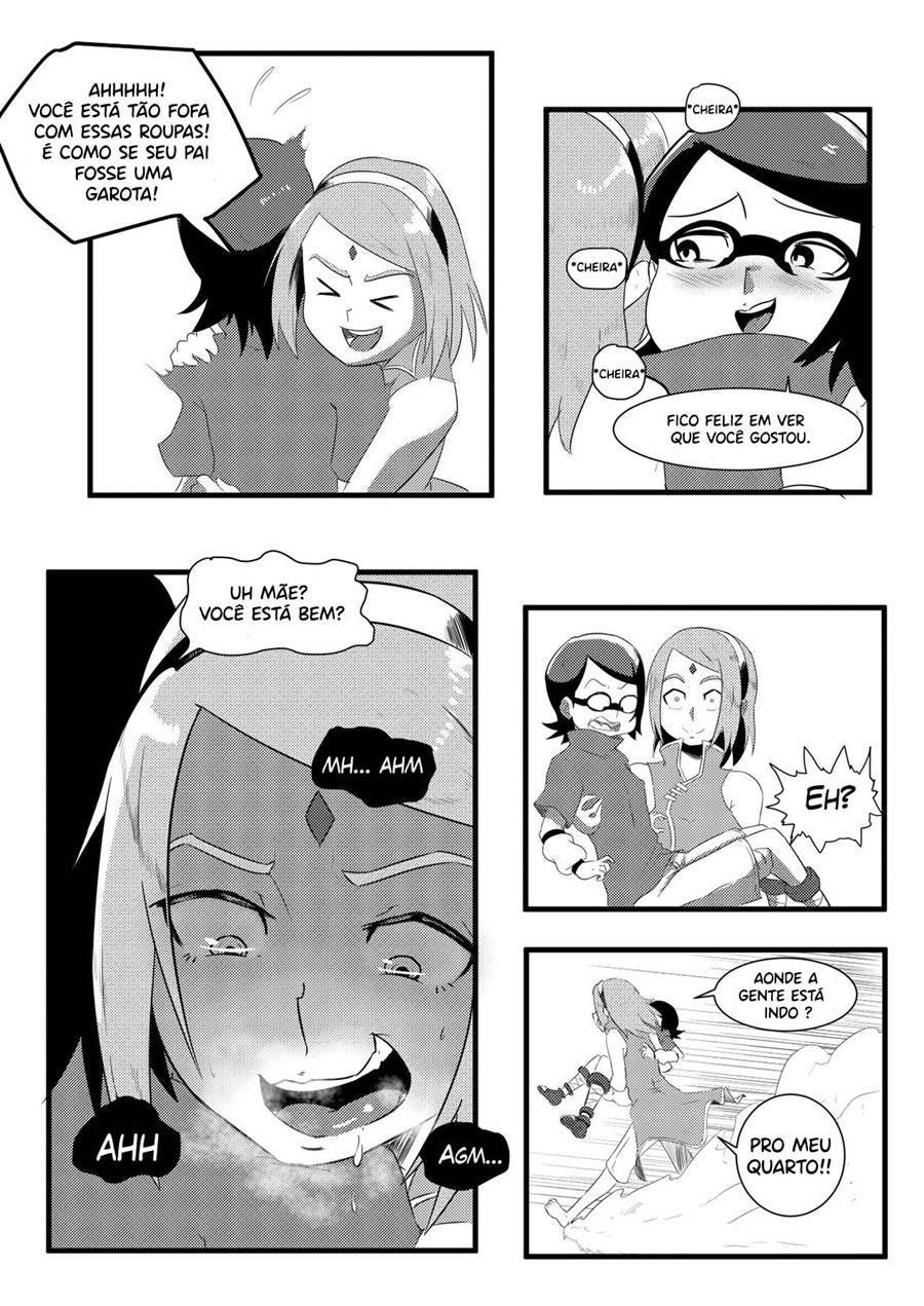 Sarada e Sakura mãe filha juntinhas no sexo lesbico - Foto 8